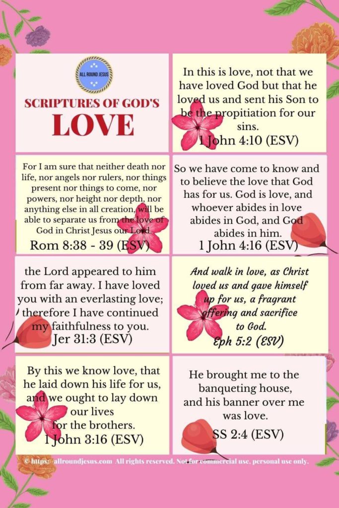 free printable scriptures of God's love